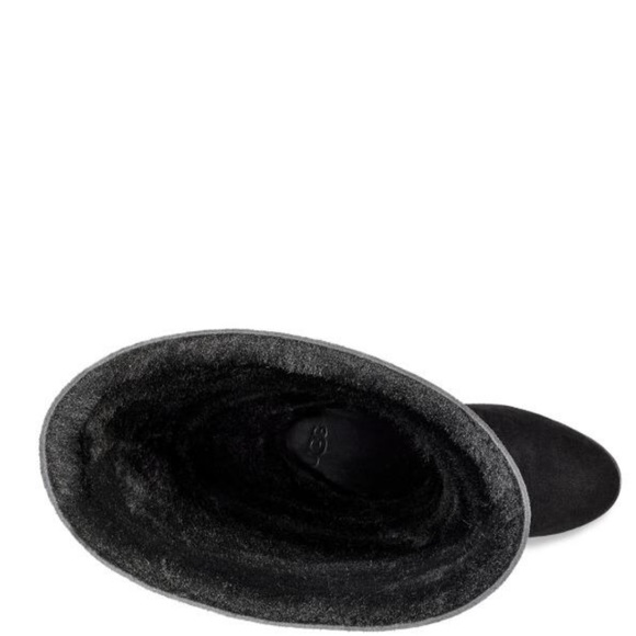 UGG Classic Mondri OTC Black Suede/Shearling Wedge - Picture 4 of 7